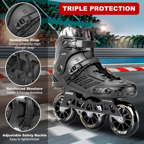 Vista 2 de Patines de velocidad en línea de 3 ruedas para Unisex,4.331 in Patines de ruedas Cuchillas