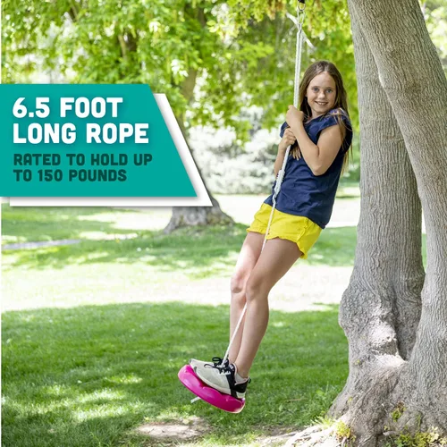 Vista 2 de Squirrel Products Columpio de disco, para colgar de árbol, con cuerda para jugar al aire libre