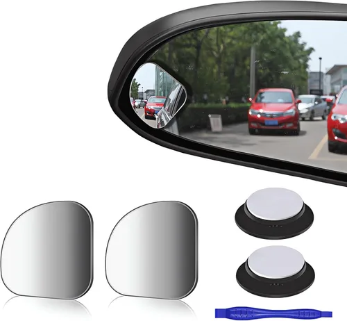 Vista 16 de 2 piezas de espejos para punto ciego, 2 pulgadas, redondos, de vidrio HD, espejos convexos de 360° de ángulo amplio para visión lateral y trasera