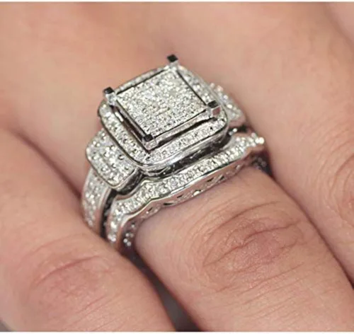 Vista 5 de Anillo de boda de plata de ley 925 de 043 quilates de corte redondo de diamante natural anillo de compromiso de acabado pulido para mujer ajuste