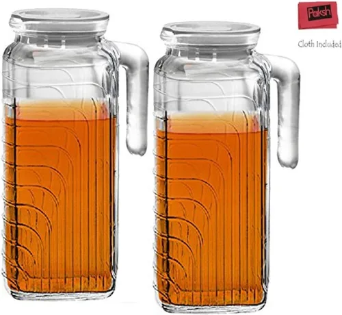 Vista 2 de Bormioli Rocco Gelo - Jarra de vidrio (1,2 litros, tapa blanca, 2 unidades)