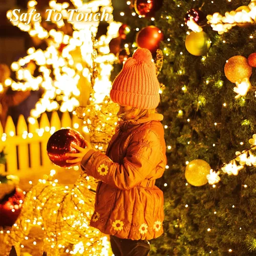 Vista 8 de LitHome Tira de luces LED de Navidad de 33 pies, 100 luces LED que cambian de color, 35 colores, 9 modos de luces rojas, blancas y azules