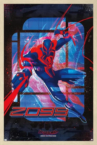 Vista 7 de Trends International Marvel Spider-Man: Across the Spider-Verse - Póster de pared de Spider-Man 2099, 14.72 x 22.37 pulgadas, versión enmarcada
