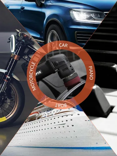 Vista 7 de SPTA Mini pulidor orbital - 3 pulgadas 10 mm/780W de velocidad variable de doble acción con almohadillas de pulido, discos de lijado, cepillo