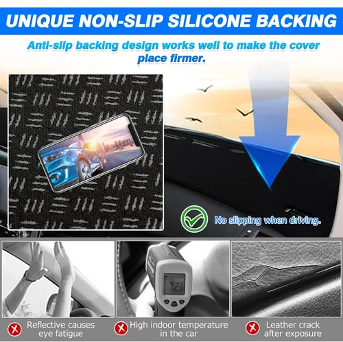 Vista 6 de FIILINES Ajuste personalizado para cubierta de salpicadero Ford F-150 sin HUD 2015-2020, protector de malla antideslizante sin deslumbramiento