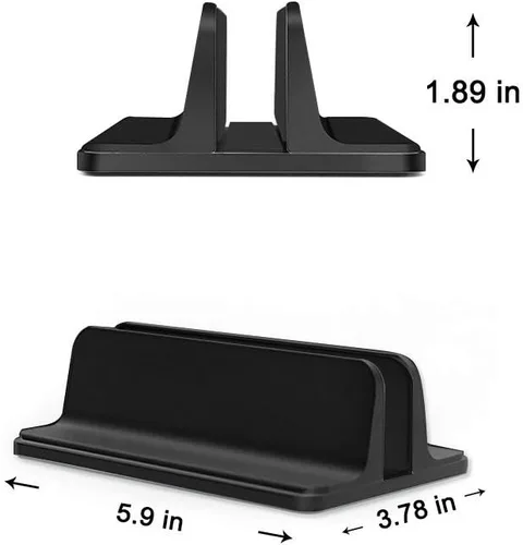 Vista 7 de ORANGEHOME Soporte vertical de escritorio con base ajustable, soporte para laptop compatible con todos los portátiles, MacBook, Surface, Dell, Negro