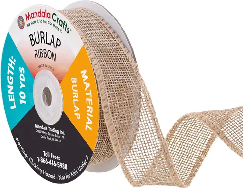 Vista 21 de Mandala Crafts Cinta de arpillera amarilla con alambre para corona, cinta de arpillera amarilla de yute natural rústico de 2 pulgadas de ancho, 10