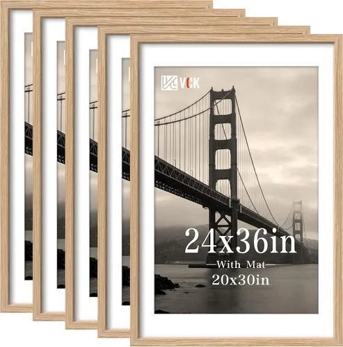 Vista 87 de VCK Juego de 3 portarretratos de 5 x 7, madera de roble negro, cristal real