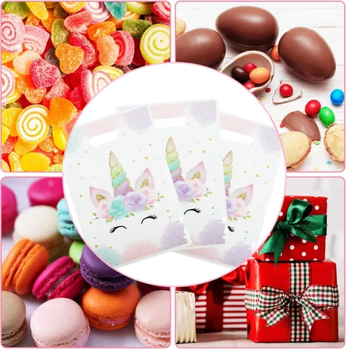 Vista 3 de DaiUni 30 piezas de bolsas de unicornios, bolsas de regalo de fiesta con asas para cumpleaños de niños