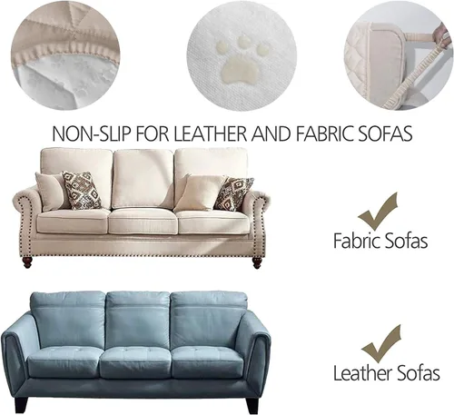 Vista 3 de Ameritex Funda de sofá biplaza, protector de muebles acolchado resistente al agua con parte trasera antideslizante para perros, niños y mascotas