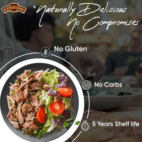 Vista 8 de Keystone Meats Carne de res enlatada de 28 onzas de calor natural y servir, carne enlatada totalmente cocida, lista para comer, 5 años de vida útil