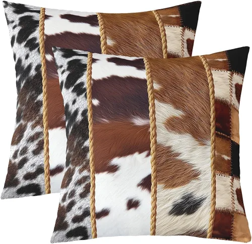 Vista 27 de Juego de 2 fundas de almohada con estampado de vaca de las tierras altas de 24 x 24 pulgadas para mujeres adultas, fundas de almohada de granja
