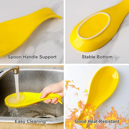 Vista 7 de Soporte de cuchara de cerámica para la parte superior de la estufa, soporte grande para cuchara de cocina para encimera de cocina, Hasense soporte