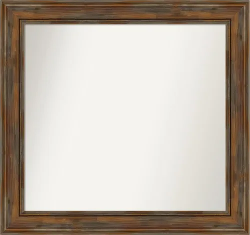 Vista 301 de Amanti Art Espejo de baño marrón para sobre fregadero, 26 x 26 pulgadas, espejo de tocador cuadrado marrón rústico Alexandria, marco de madera