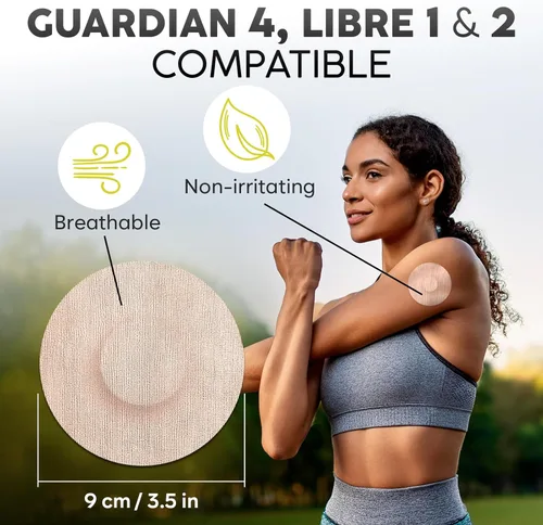 Vista 2 de Adamson Guardian 4 parches para sensores (paquete de 25) – Resistente al agua – Adhesivo de larga duración – Parche de cubierta de sensor Guardian 4