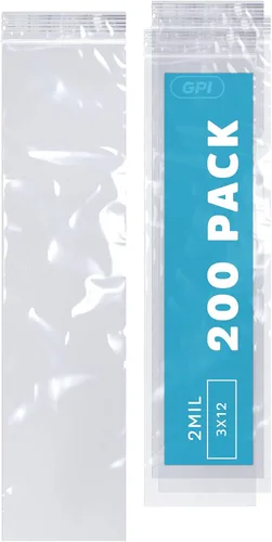 Vista 36 de Bolsas con cremallera de 2 x 8 pulgadas de largo, paquete de 100 bolsas de plástico transparente con cierre con cremallera, 2 mil de grosor, bolsas