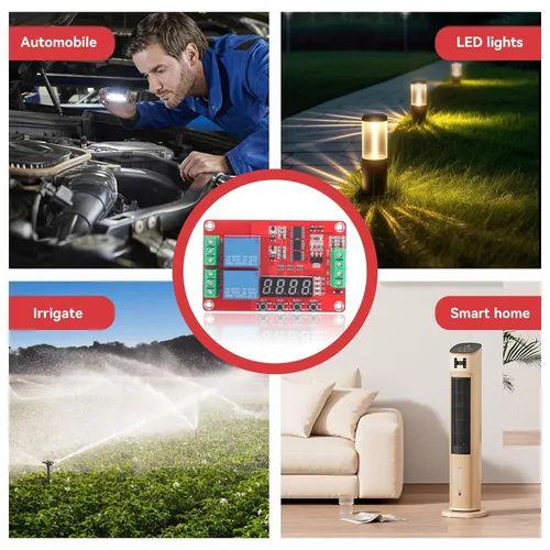 Vista 4 de Módulo de relé de retardo de tiempo, relé de temporizador de 12 V CC, módulo de relé de retardo programable con pantalla LED, interruptor