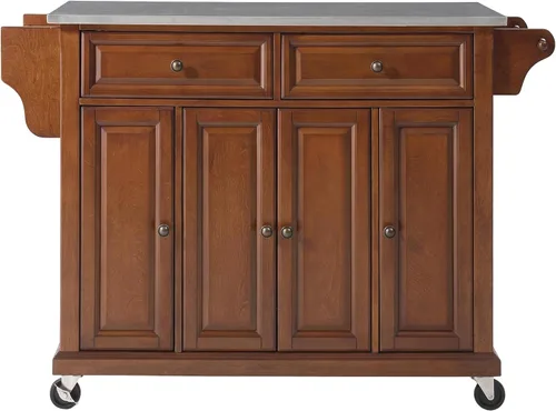 Vista 167 de Crosley Furniture isla de cocina con ruedas, Madera, Blanco