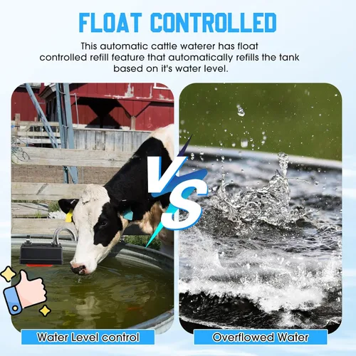 Vista 6 de Threlaco 1 paquete de válvula de flotador de tanque de agua, válvula de flotador de control automático de nivel de agua para estanque granja ganado