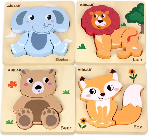 Vista 9 de Rompecabezas de madera para niños pequeños, rompecabezas con forma de animales, juguetes educativos, regalo para niños y niñas, bebé, viaje