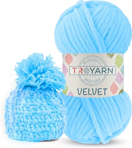 Vista 29 de Hilo de Chenilla para Ganchillo - 100g (121m), Hilo Suavísimo y Esponjoso, Perfecto para Mantas de Bebé y Amigurumi, Tamaño 6