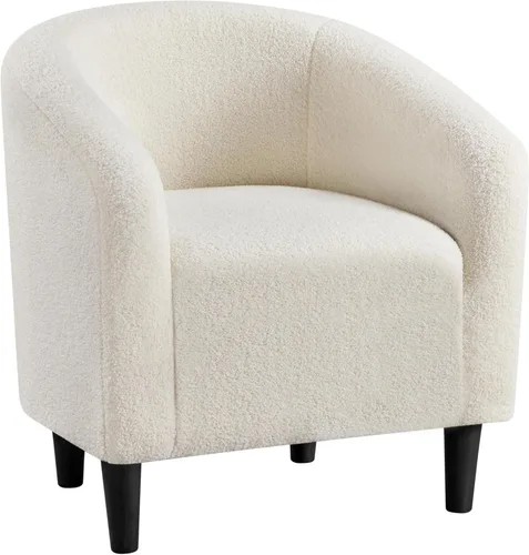 Vista 17 de Yaheetech Silla Accent tipo barril, silla de club de tela de pana, elegante sillón de sherpa peludo con acolchado suave y acogedor, adecuado