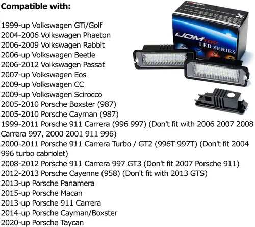 Vista 3 de iJDMTOY OEM-Fit Kit de luces LED completas para placa de matrícula en color azul hielo para Volkswagen Golf GTi, CC, Rabbit, Eos, Beetle; Compatible