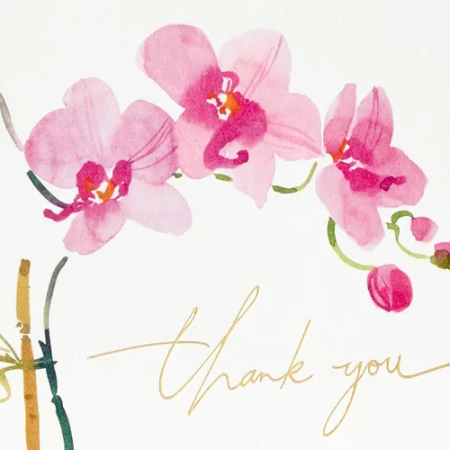Vista 5 de Hallmark Pink Orchid Thank You Notes (20 Blank Cards with Envelopes) for Bridal Shower, Baby Shower, Wedding, Birthday