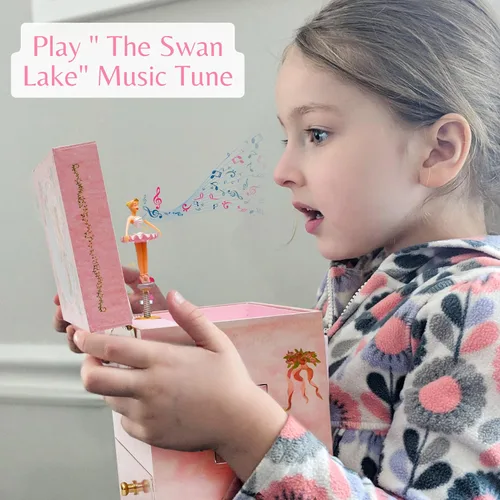 Vista 7 de Caja de música con diseño de bailarinas de ballet Ballet Friends, Bailarina, Rosado