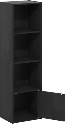 Vista 6 de Furinno Luder Estantería con armario de almacenamiento de 1 puerta, madera negra