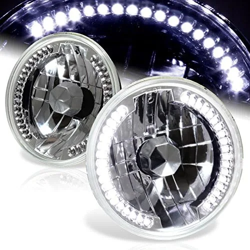 Vista 6 de 6017 H6024 Reemplazo 7 "Ronda Cromada Carcasa Transparente Lente Sellada Haz Cromo Reflector LED Faro 2PCS (Ambar)