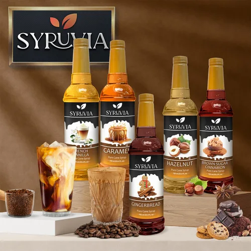 Vista 6 de Syruvia Jarabe de café de vainilla 25.4 onzas líquidas Jarabe para café, lattes, batidos, batidos, postres 100% vegano, sin gluten, jarabe