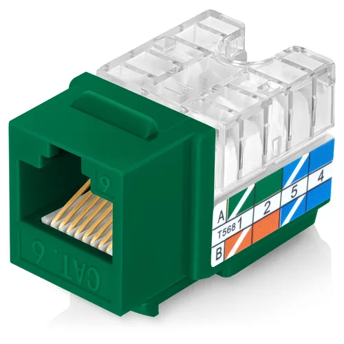 Vista 22 de Everest - Paquete de 10 conectores Keystone RJ45 Cat6 en ángulo de 90°, color blanco, conectores RJ45 hembra de perfil delgado, conector Keystone