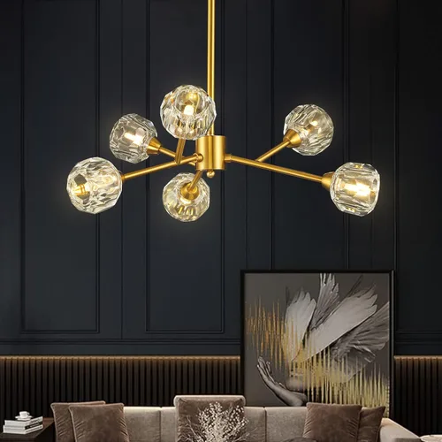 Vista 10 de Weesalife Sputnik - Candelabros para comedor sobre mesa, modernos candelabros de cristal, 6 luces negras para sala de estar, dormitorio, isla