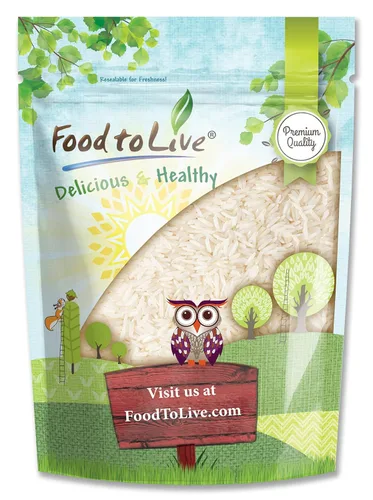 Food to Live Thai Hom Mali Jasmine White Arroz Blanco, 1 libra de arroz de grano largo naturalmente fragante, sabroso, crudo, vegano, a granel.