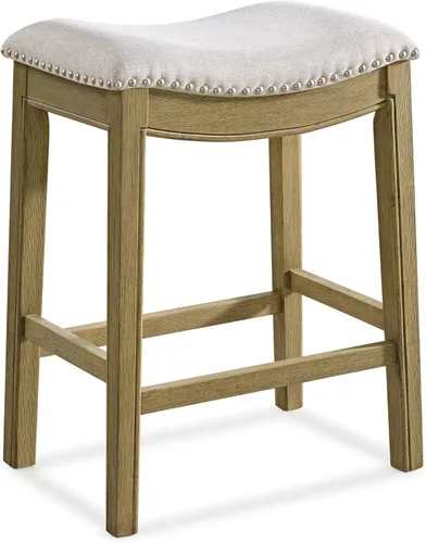 Vista 12 de ROME + OAK Parker Taburete de Mostrador de 26 Pulgadas, Taburete de Cocina sin Respaldo Tipo Silla de Montar en Acabado de Roble Recuperado