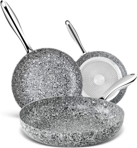 Vista 10 de Sartén de granito para freír, gris, de 8' & 10' & 11 & 12 pulgadas.