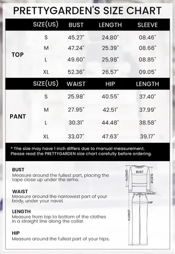 Vista 6 de PRETTYGARDEN - Conjunto de moda de 2 piezas para mujer, color liso, sudadera sin botones y de manga larga, pantalón largo