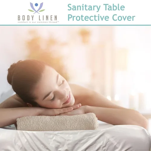 Vista 3 de Body Linen Funda para mesa de masaje, barrera reutilizable con superficie limpia. Material PUL impermeable, lavable a máquina. Protege la mesa