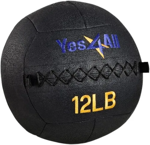 Vista 10 de Yes4All Bola de pared, bola de arena de hierro con peso de cuero suave para ejercicio multifuncional dinámico, 6 libras - 30 libras
