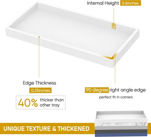 Vista 3 de Bandeja para Encimera de Baño, EG-SIPRO Bandeja de Tocador de Baño de Silicona Engrosada de Alta Calidad, Bandeja Rectangular Irrompible para Baño