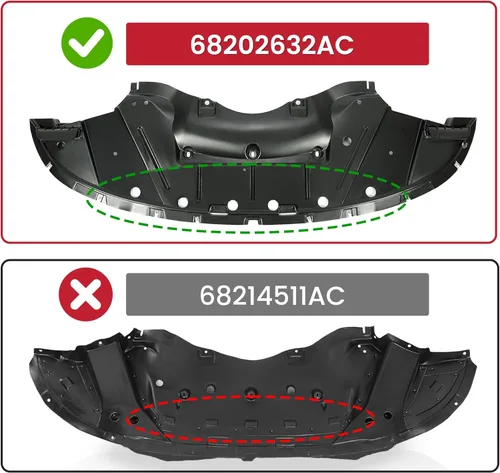 Vista 2 de KUAFU Protector contra salpicaduras de motor compatible con Dodge Charger 2015-2023 de repuesto para 68202632AD 68202632AC CH1228130 Protector