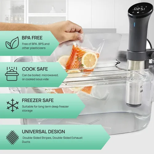 Vista 3 de Vakumar Bolsas selladoras al vacío, paquete de 2 rollos de 11 x 60 pies para alimentos, sellar una comida, grado comercial, sin BPA, grado