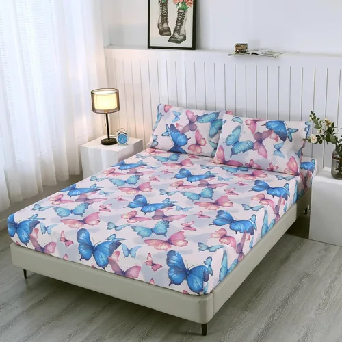 Vista 12 de SDIII Sábana bajera ajustable de mariposa colorida con 2 fundas de almohada, no incluye sábana encimera, microfibra suave con bolsillo profundo
