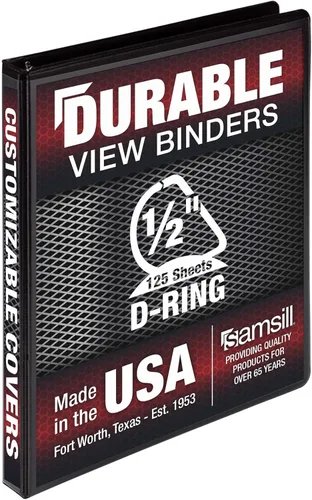 Vista 93 de Samsill Carpeta duradera de 3 anillos de 1 pulgada, fabricada en Estados Unidos, carpeta de anillos en D, cubierta transparente personalizable