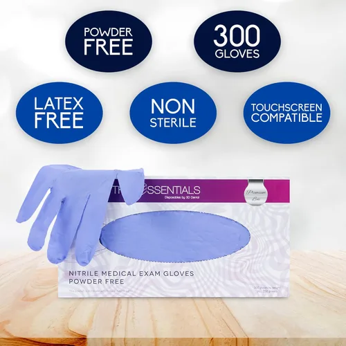 Vista 2 de The Essentials Disposable Nitrile Gloves, Powder Free, Single Use Non-Sterile Protective Gloves for Various Uses - 300 Count