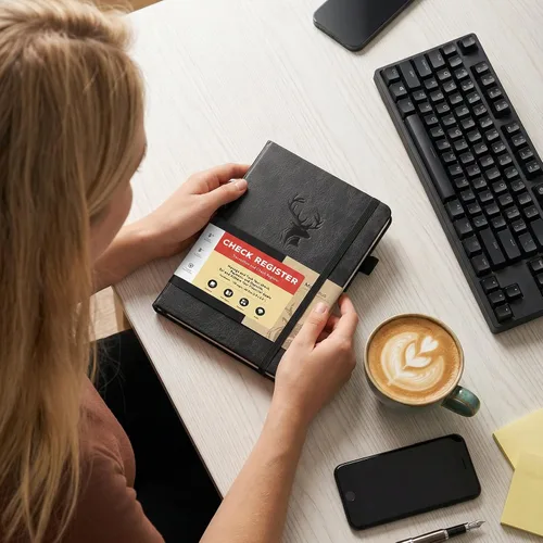 Vista 7 de Libro de Registro de Cheques Molekaus para Libreta de Cheques Personal o Empresarial, Registros de Tamaño Grande de Tapa Dura para Rastrear Pagos