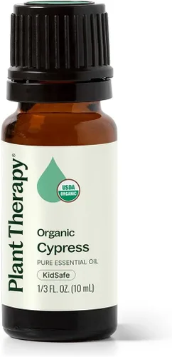 Plant Therapy Aceite esencial de ciprés orgánico 10 mL (1/3 oz), 100% puro, sin diluir, aromaterapia natural para aliviar la congestión y piel clara