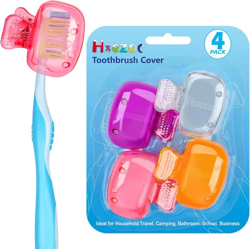 Vista 11 de Hxezoc Paquete de 4 tapas para cepillo de dientes de viaje, protector de cepillo, clip portátil de plástico para el hogar, viajes, negocios