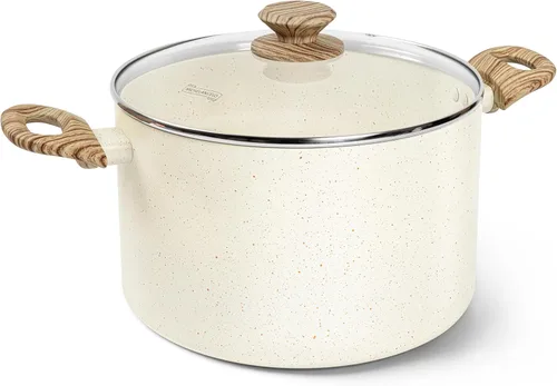 Vista 17 de MICHELANGELO Olla de sopa antiadherente de 4.3 cuartos de galón con tapa, revestimiento de granito no tóxico, compatible con inducción, olla Negro